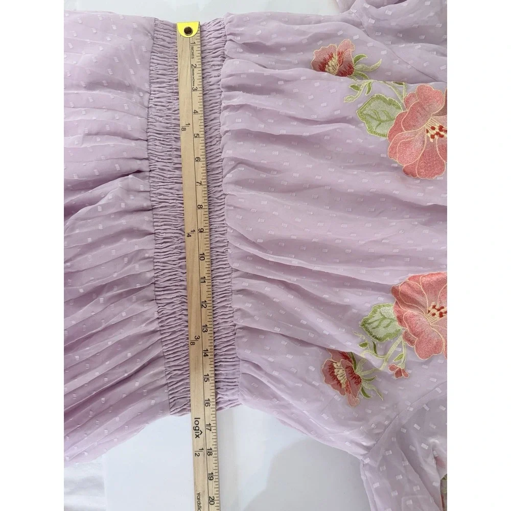 ASOS Maxi Dress Womens 14 Floral Open Back‎ Sheer Mesh Feminine